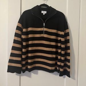 & Other Stories Striped 3/4 zip sweater
